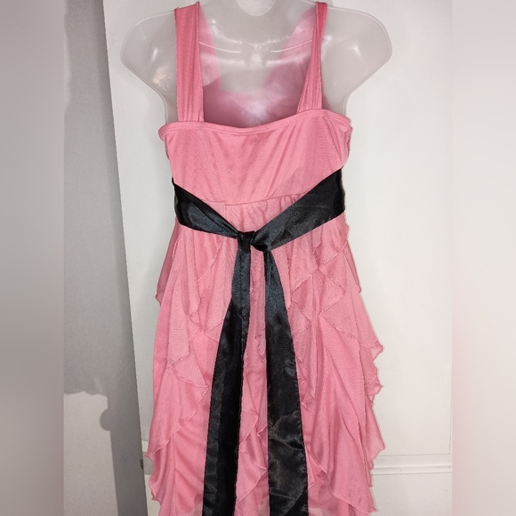 2/$30 Ruffled Radiance Sleeveless Pink Halter Dress with Tiered Skirt(#1,140) - Picture 5 of 7